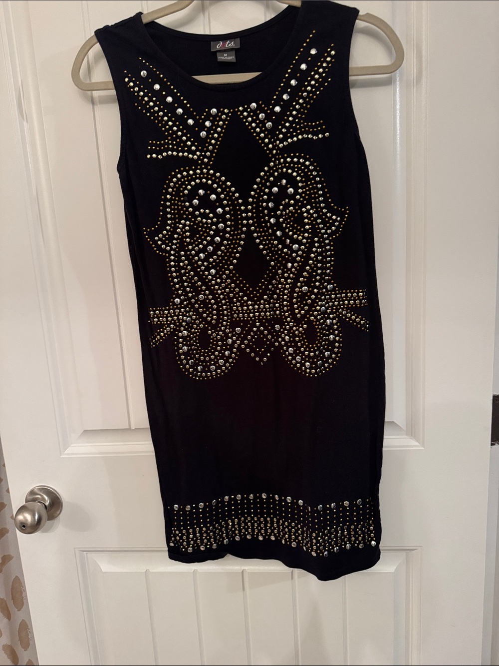 Dots Black Top with Silver and Gold Stud Detailing
